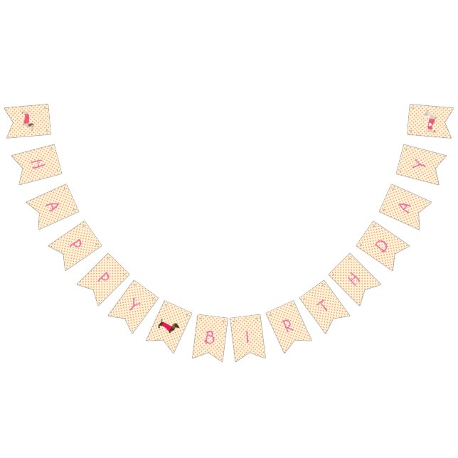 Pink Dachshund Bunting Birthday Banner (All)