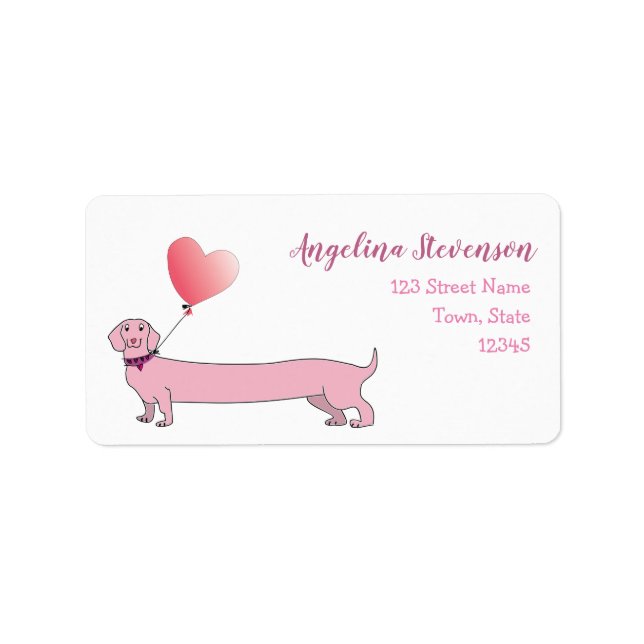 Pink Dachshund Dog Return Address Label (Front)