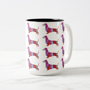 Pink dachshund Dog Two-Tone Coffee Mug