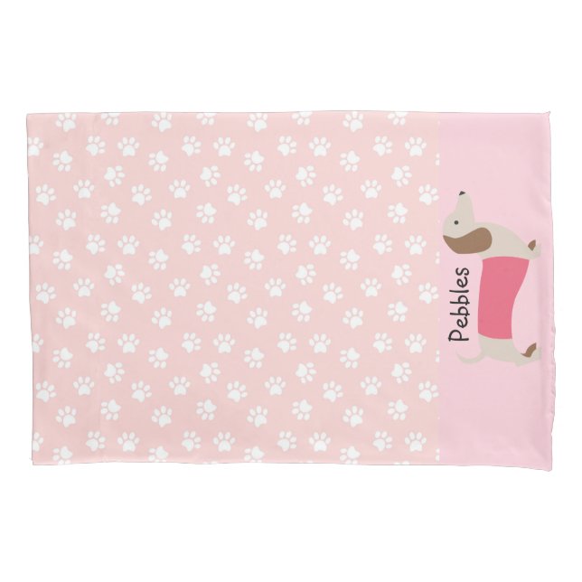 Pink Dachshund Pillow Case Custom Name (Front)