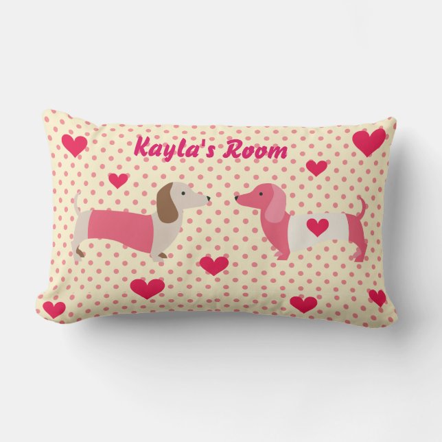 Pink Dachshund Pillow Valentine Gift Customised (Front)