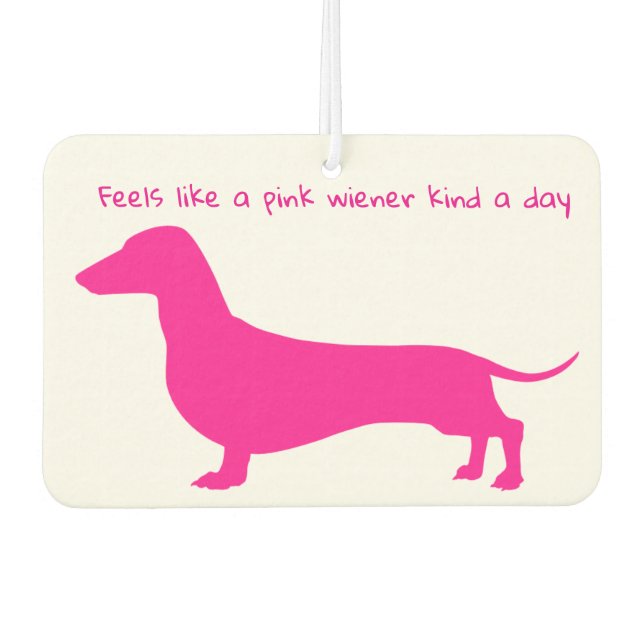 Pink Dachshund Silhouette Car Air Freshener (Front)