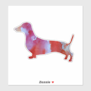Pink dachshund Watercolor Art