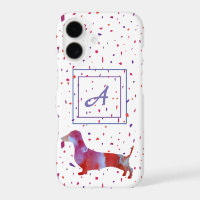 Pink dachshund Watercolor Art Confetti