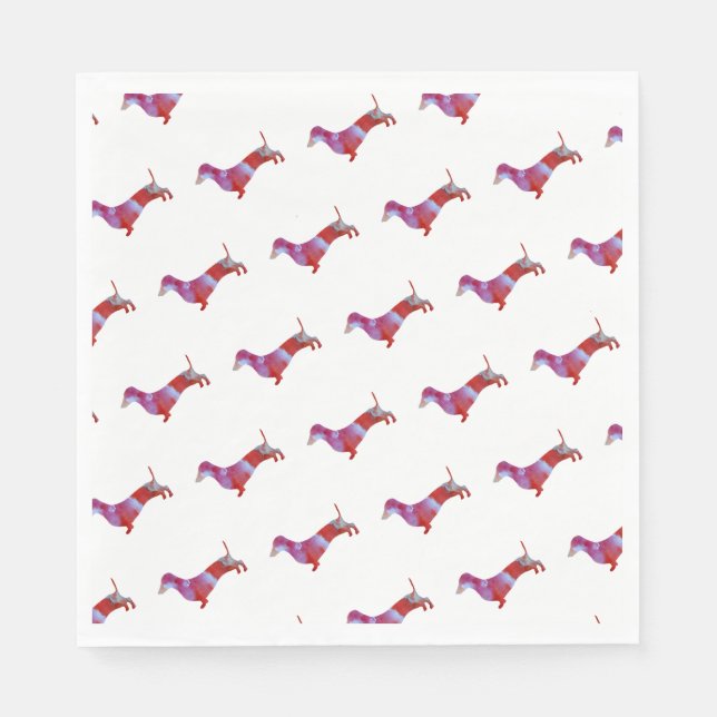 Pink dachshund Watercolor Art Napkin (Front)