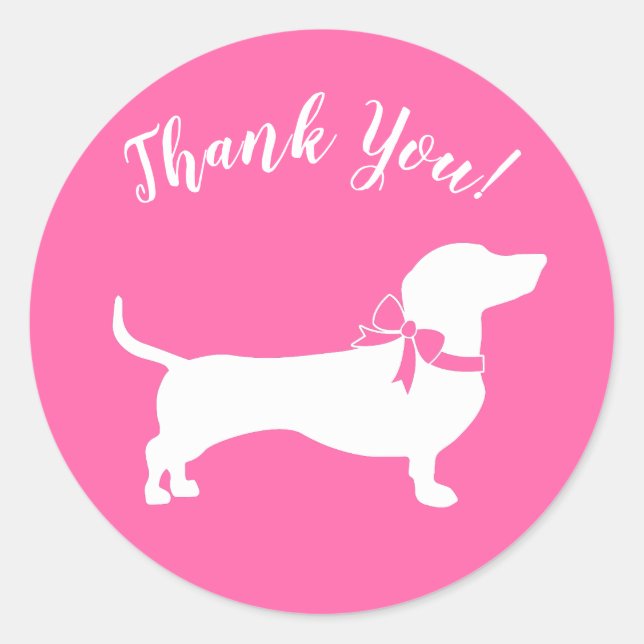 Pink Dachshund Wiener Dog Baby Shower Classic Round Sticker (Front)