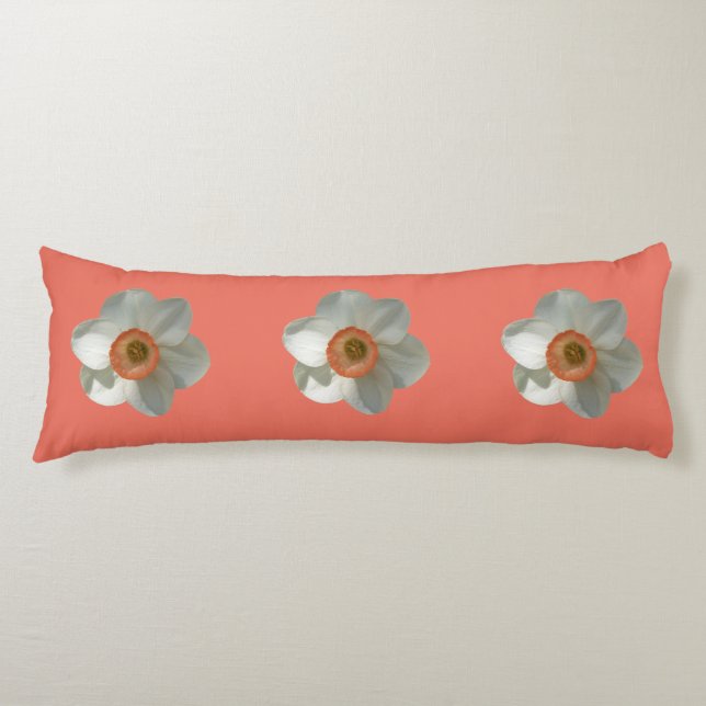 Pink Daffodil Spring Flower Body Cushion (Front)