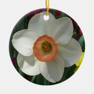 Pink Daffodil Spring Flower Ceramic Tree Decoration