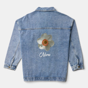 Pink Daffodil Spring Flower Denim Jacket