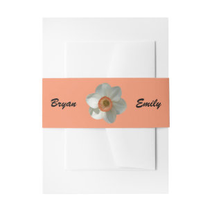 Pink Daffodil Spring Flower Invitation Belly Band