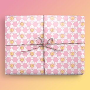 Pink Daffodil Spring Wrapping Paper