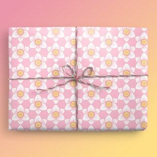 Pink Daffodil Spring Wrapping Paper