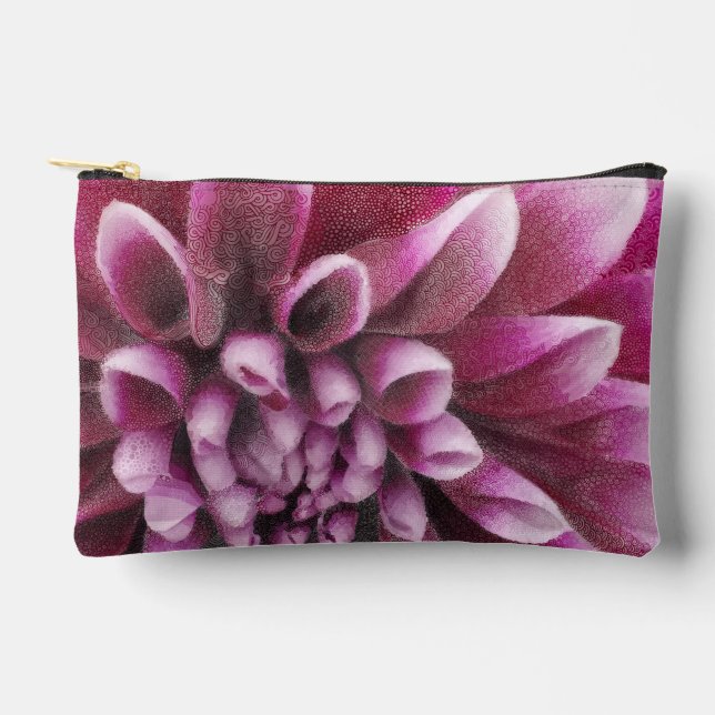 Pink Dahlia Accessory Pouch (Front)