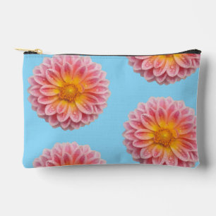 Pink Dahlia and Dew Drops Accessory Pouch