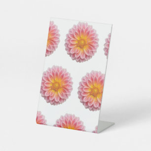 Pink Dahlia and Dew Drops Pedestal Sign