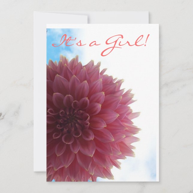 Pink Dahlia Baby Shower Invitation (Front)