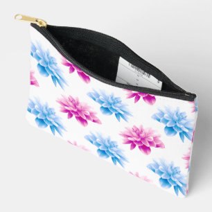 Pink Dahlia, Blue Dahla, Floral Pattern, Flowers Accessory Pouch
