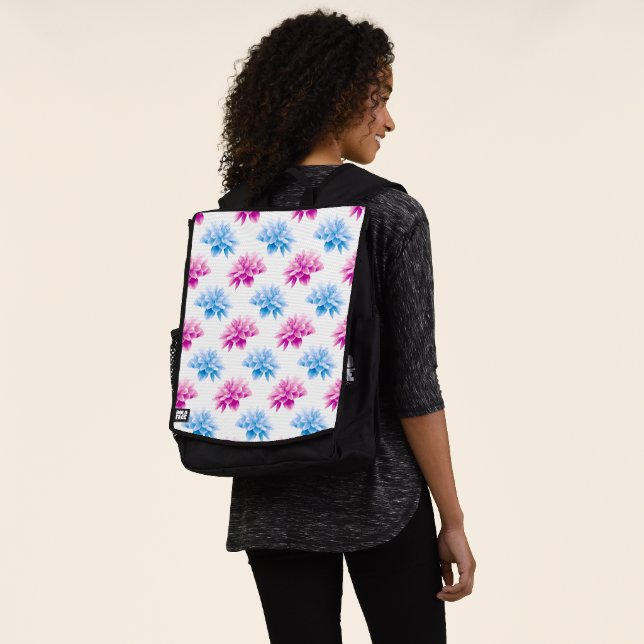 Pink Dahlia, Blue Dahla, Floral Pattern, Flowers Backpack (Worn)