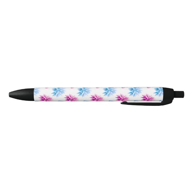 Pink Dahlia, Blue Dahla, Floral Pattern, Flowers Black Ink Pen (Bottom)