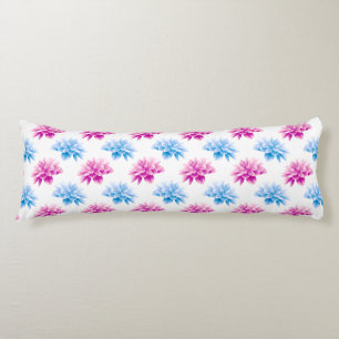 Pink Dahlia, Blue Dahla, Floral Pattern, Flowers Body Cushion