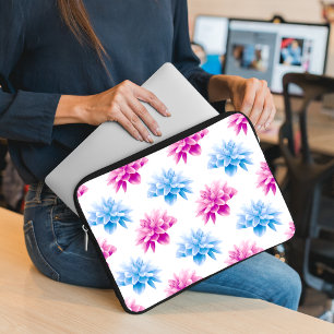 Pink Dahlia, Blue Dahla, Floral Pattern, Flowers Laptop Sleeve
