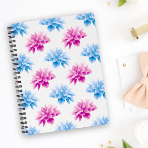 Pink Dahlia, Blue Dahla, Floral Pattern, Flowers Planner