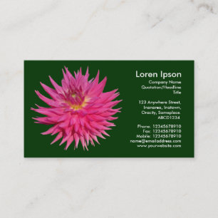 Pink Dahlia - Dark Green Business Card