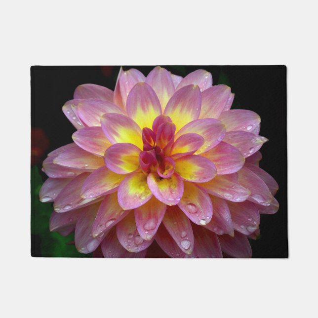 Pink dahlia doormat (Front)