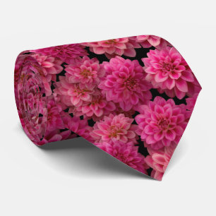 Pink Dahlia Floral Pattern Tie
