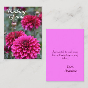 Pink Dahlia Floral Photograph Thinking of You Card