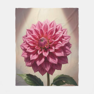 Pink Dahlia Flower Botanical Fleece Blanket