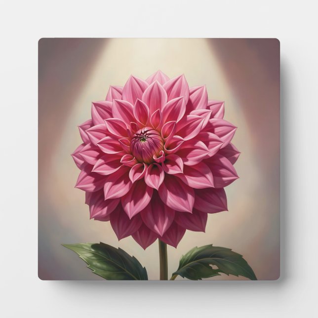 Pink Dahlia Flower Botanical Plaque (Front)