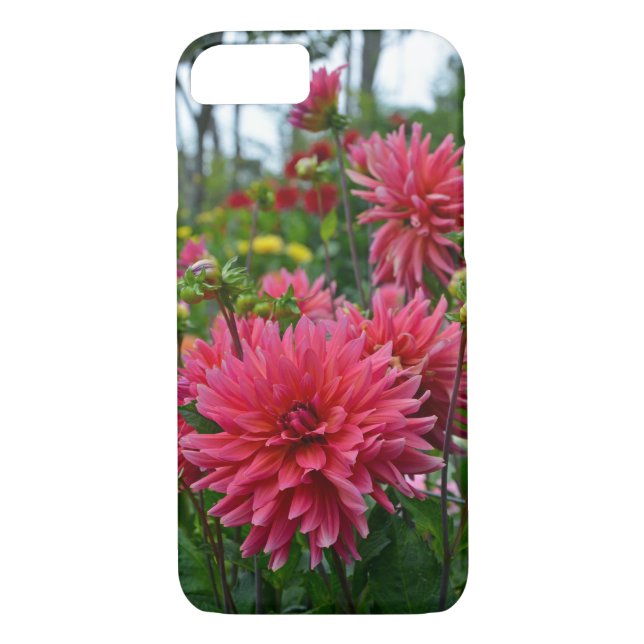 Pink dahlia flower garden iphone case (Back)