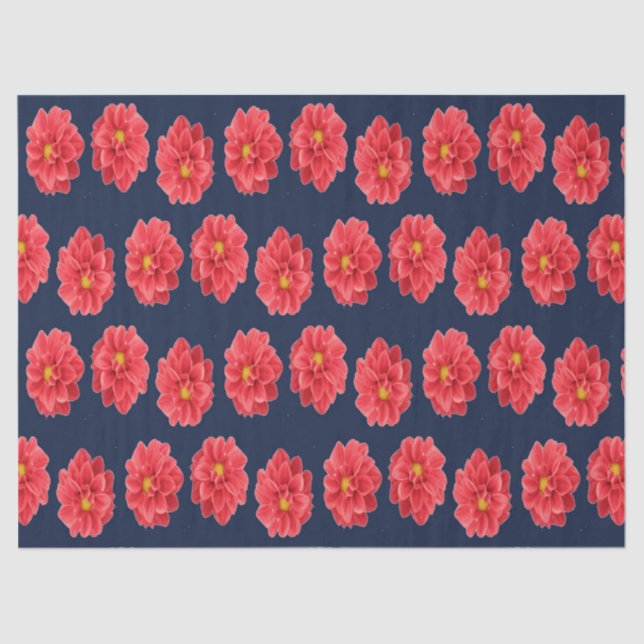 Pink dahlia flower on blue tissue paper (Front)