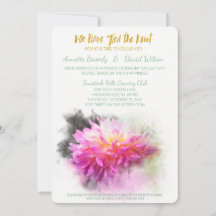 Pink Dahlia Flower Post Wedding Party Invitation
