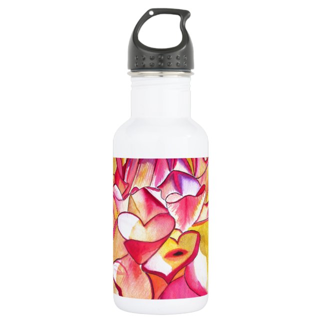 Pink Dahlia flower watercolour fine art 532 Ml Water Bottle (Front)