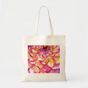 Pink Dahlia flower watercolour fine art Tote Bag
