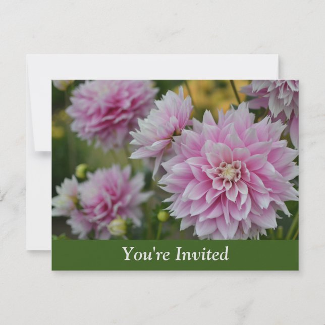 Pink Dahlia Flowers atRHS Garden Surprise Birthday Invitation (Front)