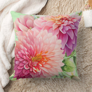 Pink Dahlia Flowers Cushion