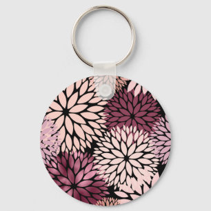 Pink Dahlia Flowers Floral Gardening Romantic Key Ring