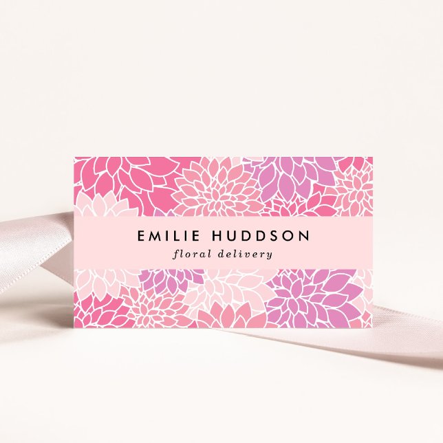 Pink Dahlia Flowers, Floristry, Flower Shop Business Card (Creator Uploaded)