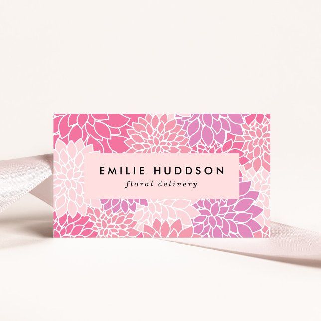 Pink Dahlia Flowers, Floristry, Flower Shop Business Card (Creator Uploaded)