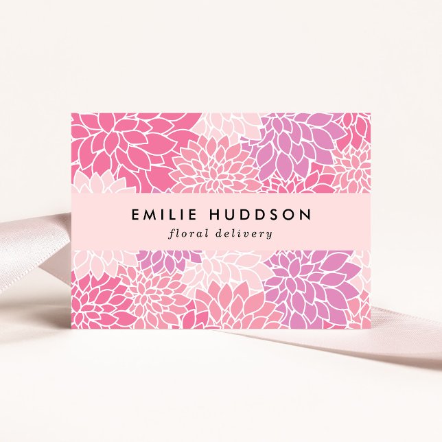 Pink Dahlia Flowers, Floristry, Flower Shop Business Card (Creator Uploaded)