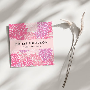 Pink Dahlia Flowers, Floristry, Flower Shop Square Business Card