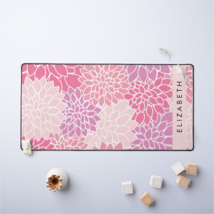 Pink Dahlia Flowers, Pattern Of Flowers, Your Name Desk Mat