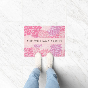 Pink Dahlia Flowers, Pattern Of Flowers, Your Name Doormat
