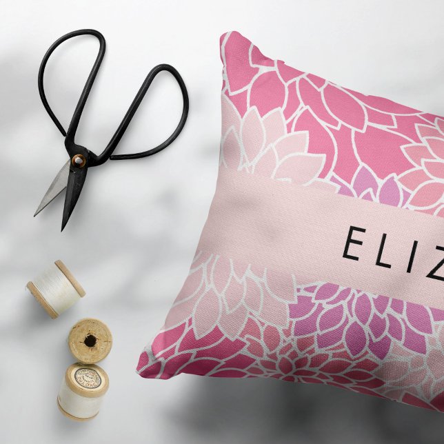 Pink Dahlia Flowers, Pattern Of Flowers, Your Name Pillowcase (Creator Uploaded)