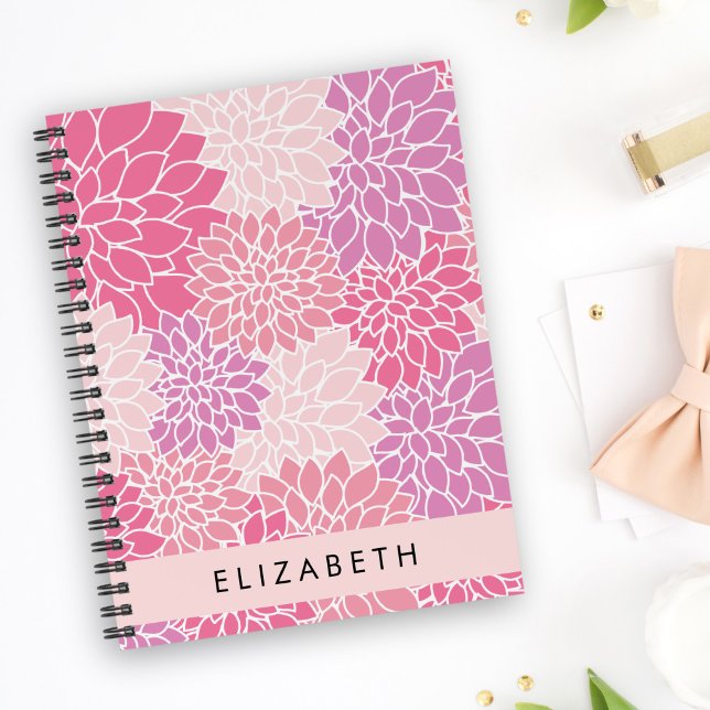 Pink Dahlia Flowers, Pattern Of Flowers, Your Name Planner (Creator Uploaded)
