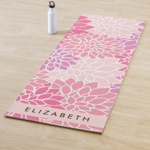 Pink Dahlia Flowers, Pattern Of Flowers, Your Name Yoga Mat