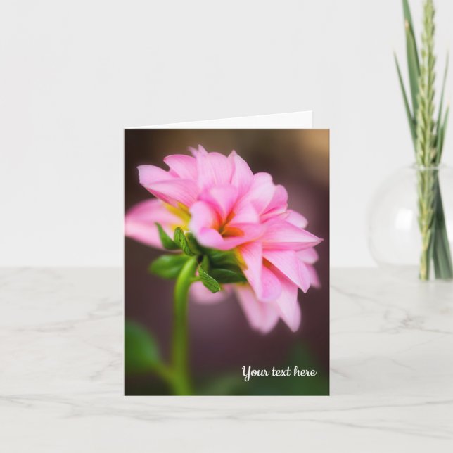 Pink Dahlia Folded Greeting Card (Front)